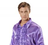 Chemise à jabot satin violet taille L/XL