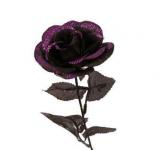 Rose noire à paillettes fuchsia 40cm