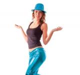 Pantalon disco turquoise satiné taille M/L
