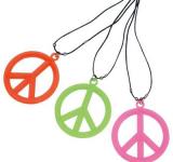 Collier hippie peace and love PVC couleur