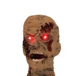 Tête de zombie yeux lumineux sur pied 55cm