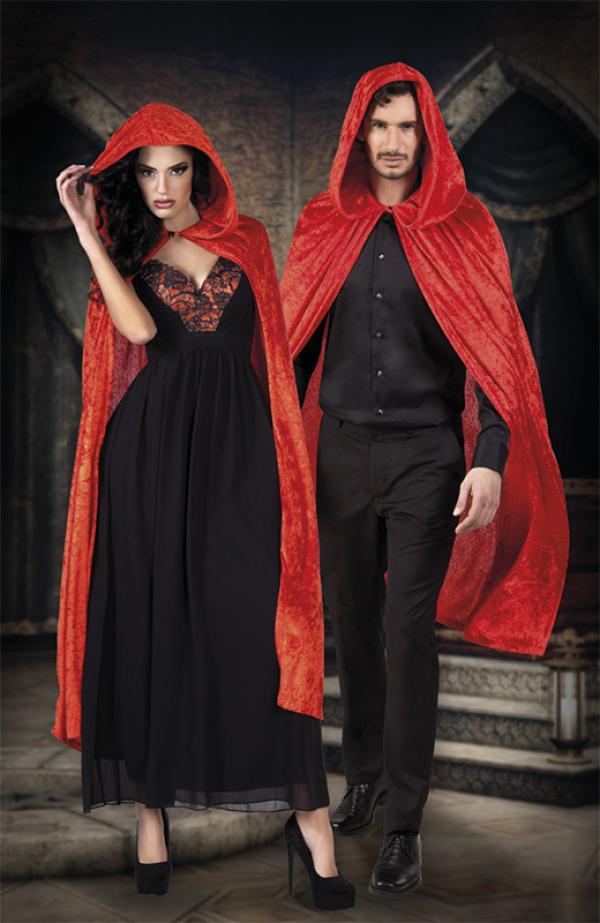 Cape à Capuche Rouge En Velours Pour Adulte - Déguisement Halloween, Cosplay, Médiéval, Dentelle
