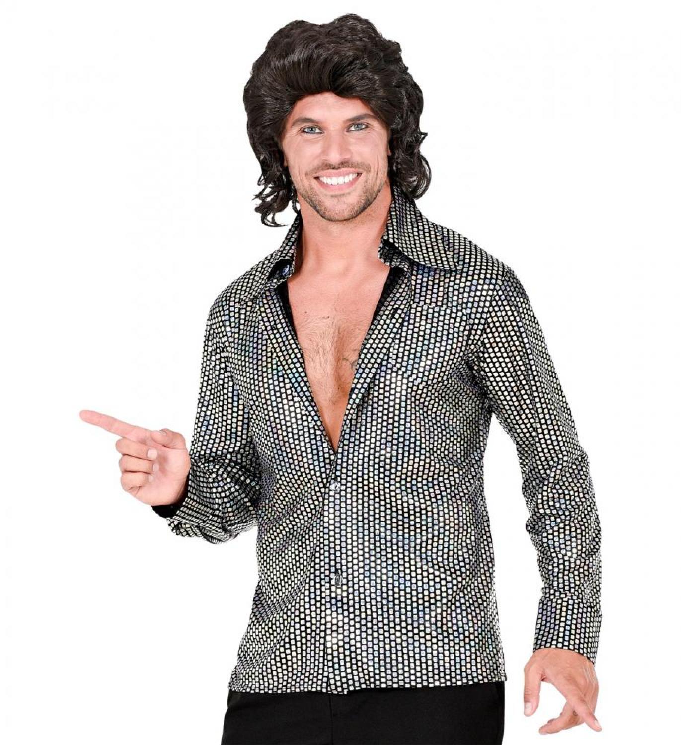 Chemise disco holographique argent taille L
