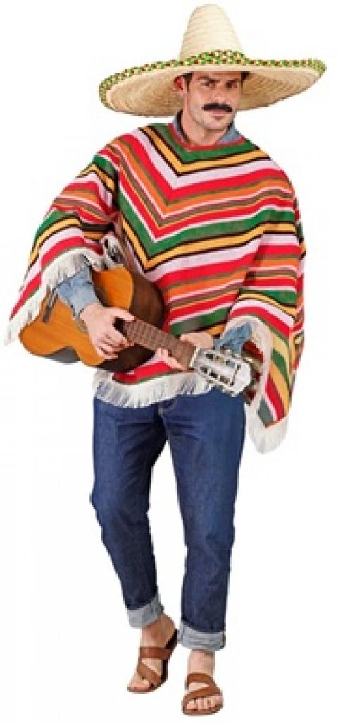 Poncho mexicain coloré à mailles et franges qualité supérieure