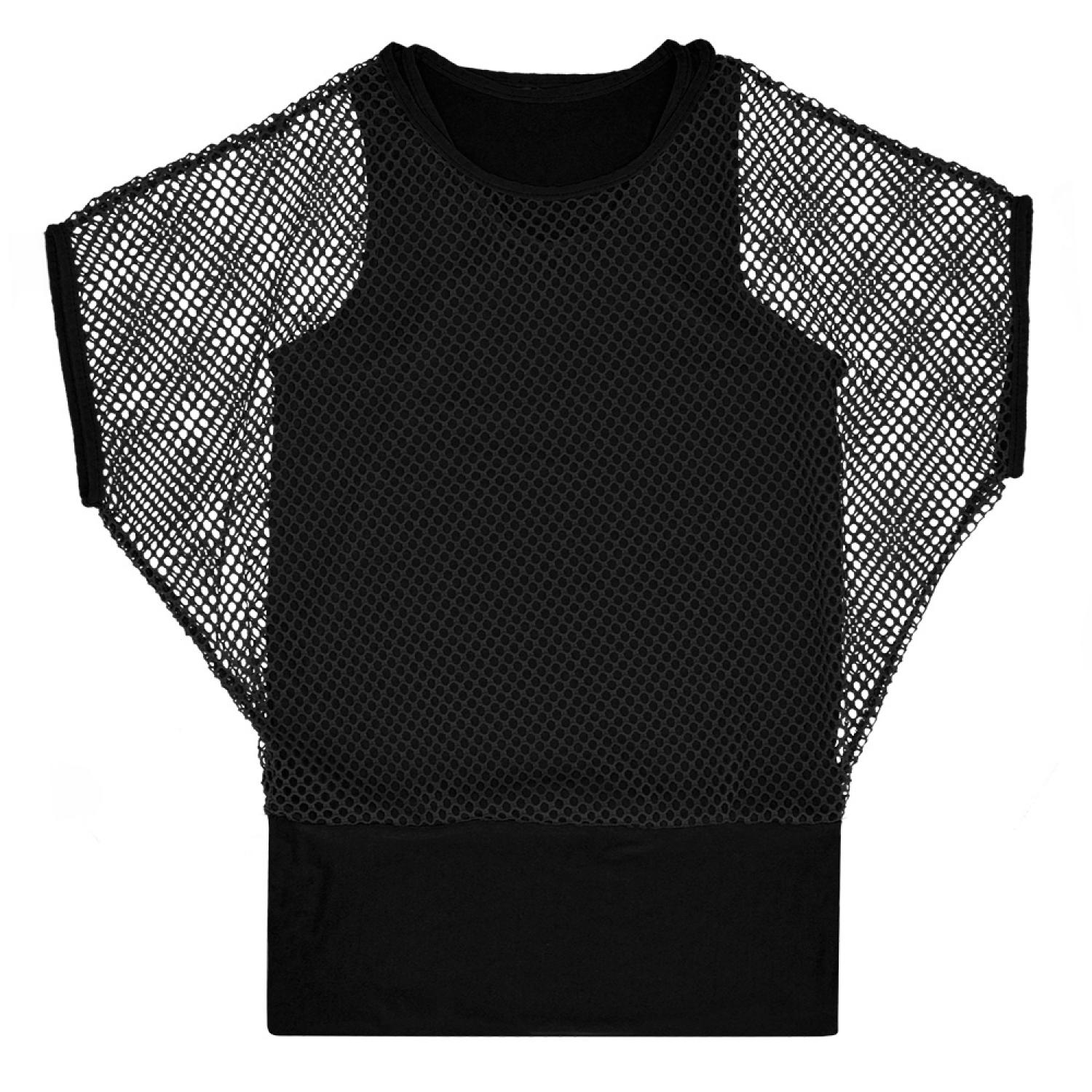 Débardeur top noir avec t-shirt résille