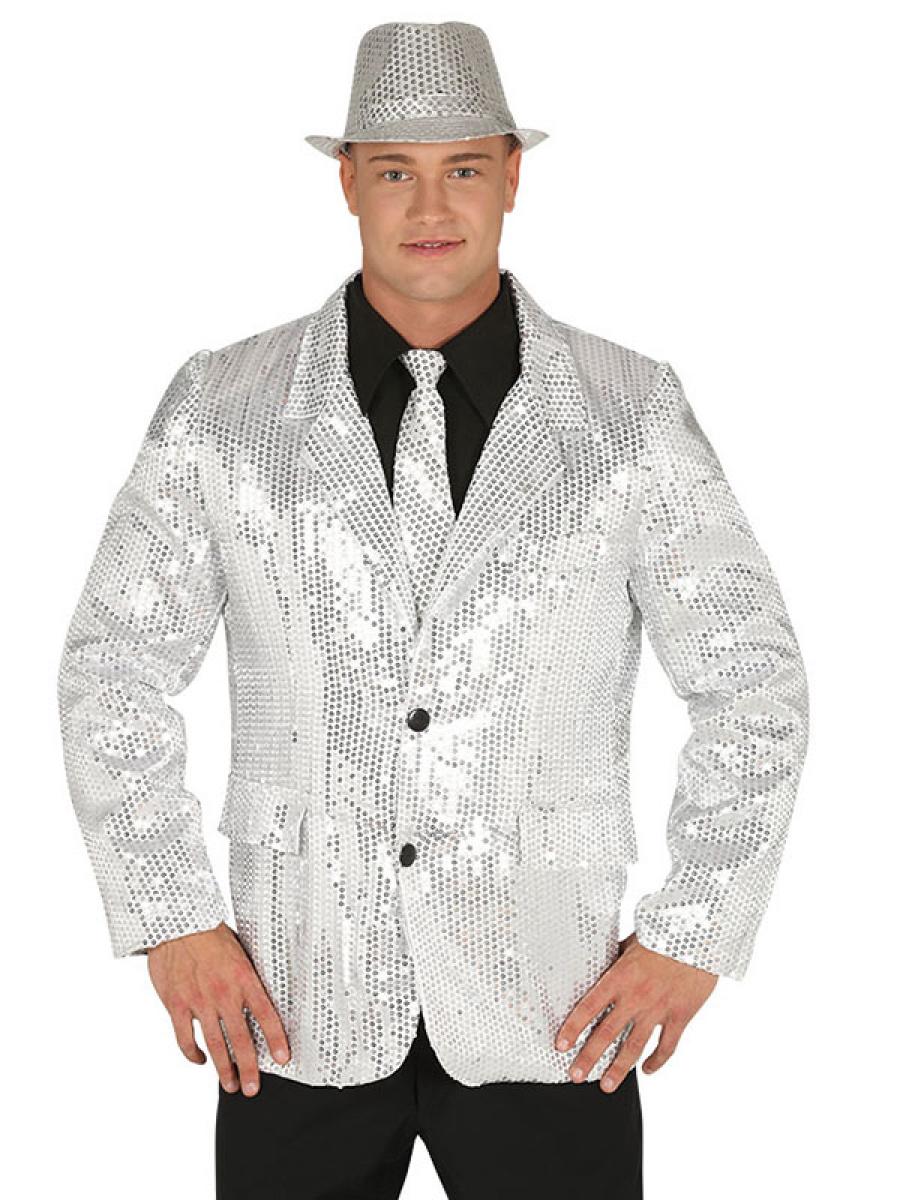 Veste de costume à sequins argent taille M