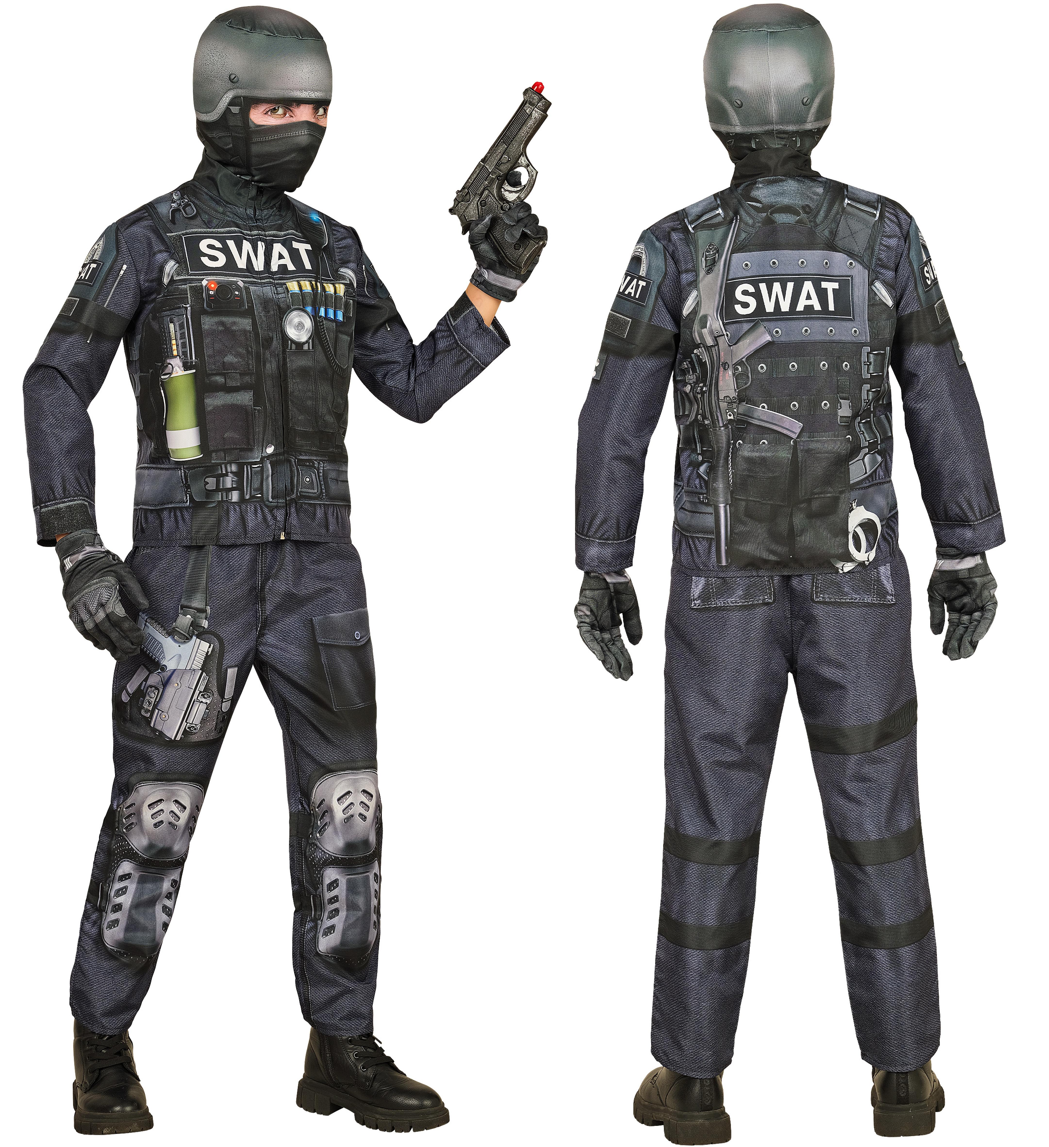 Déguisement effet réaliste policier SWAT imprimé Fast Costume Taille 4/5 ans