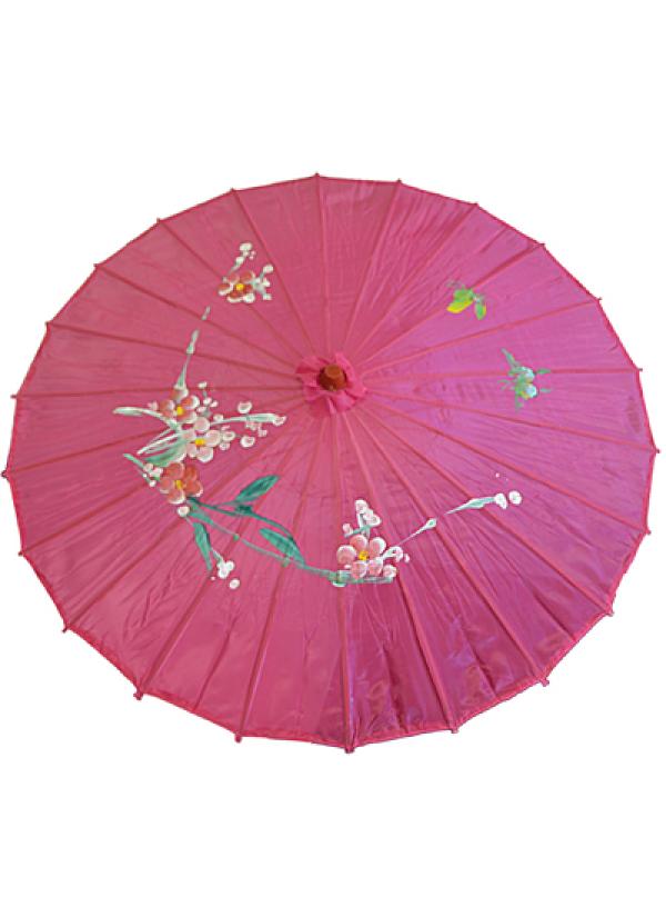 Ombrelle chinoise en tissu fuchsia