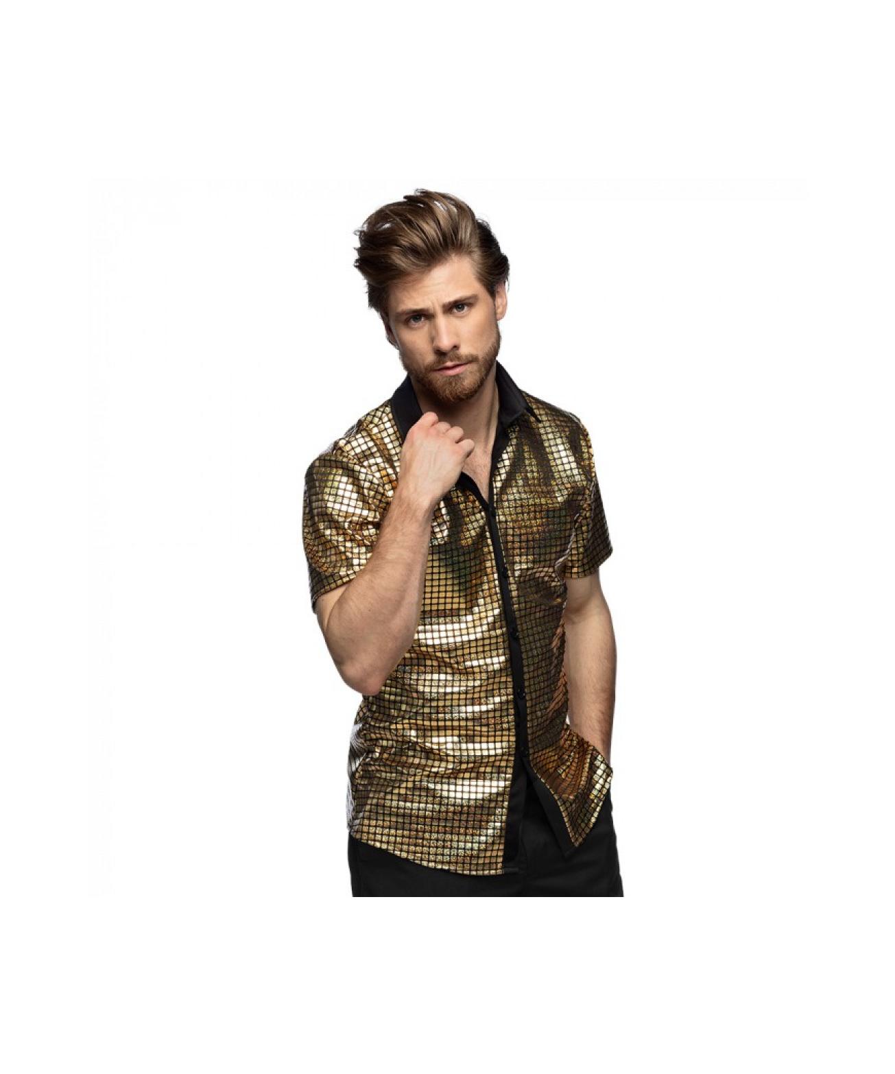 Chemise disco diamant or taille XL