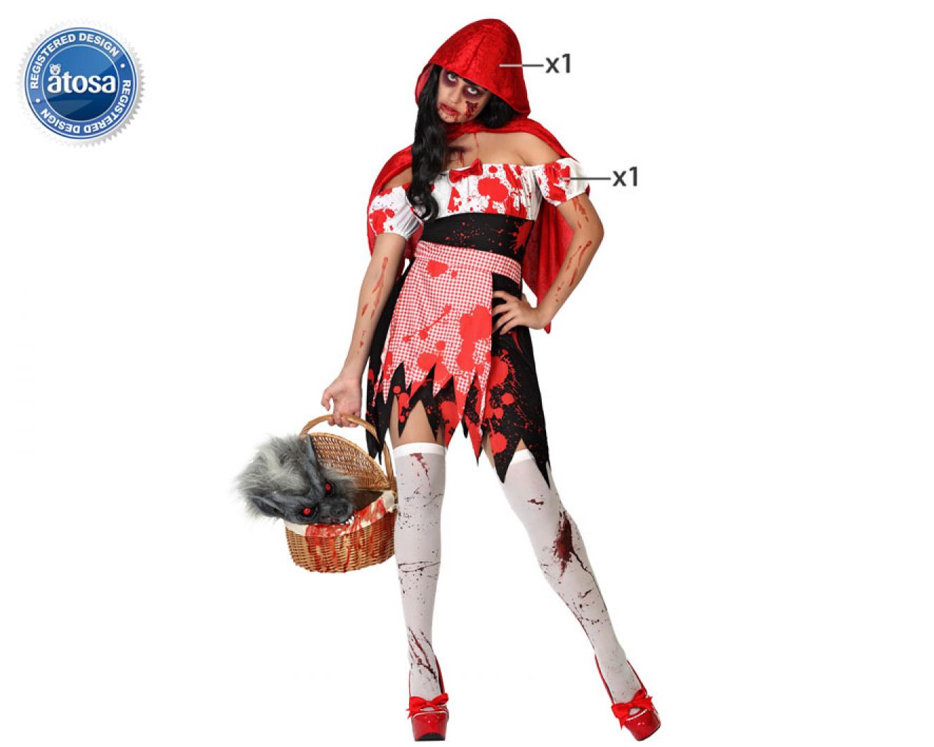 Petit chaperon rouge ensanglanté taille XS/S