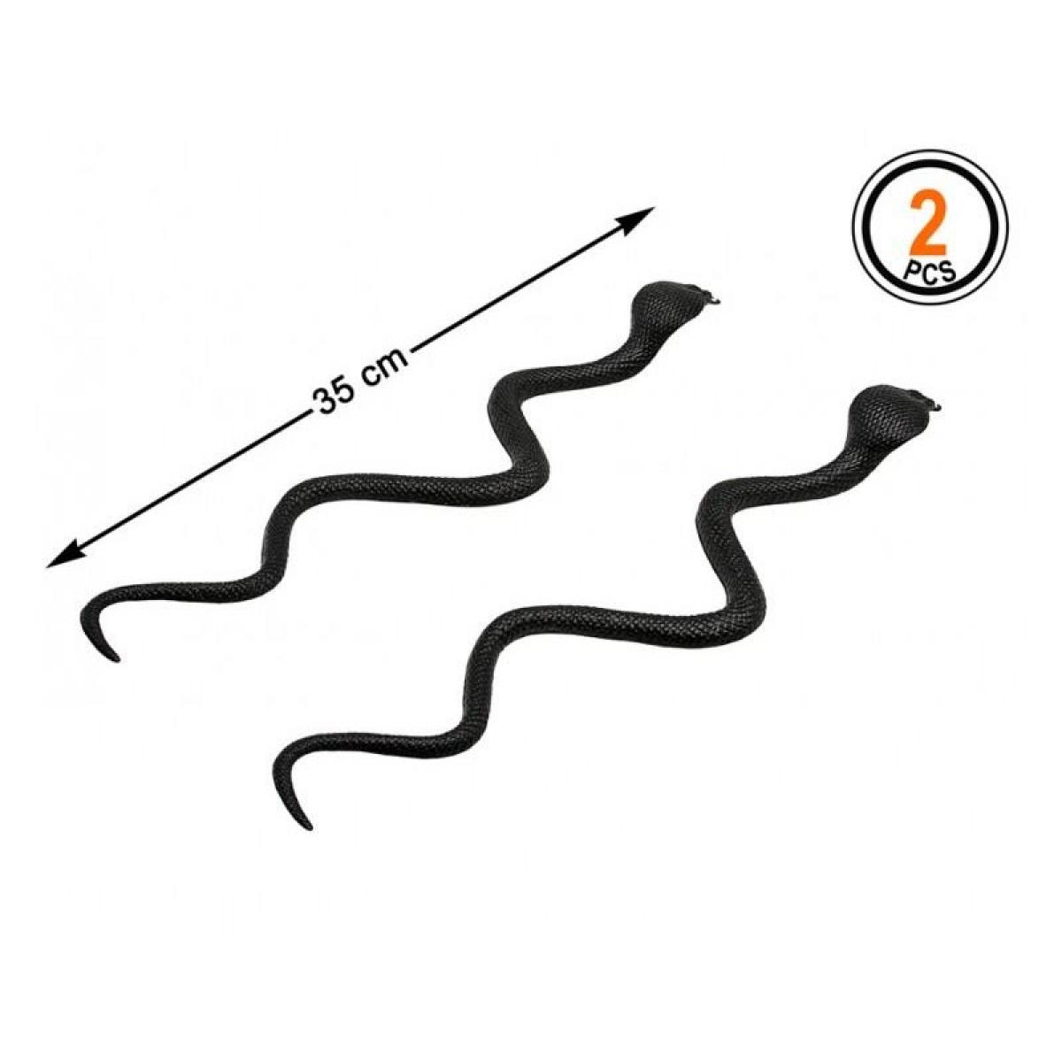 2 serpents en latex 35cm noirs