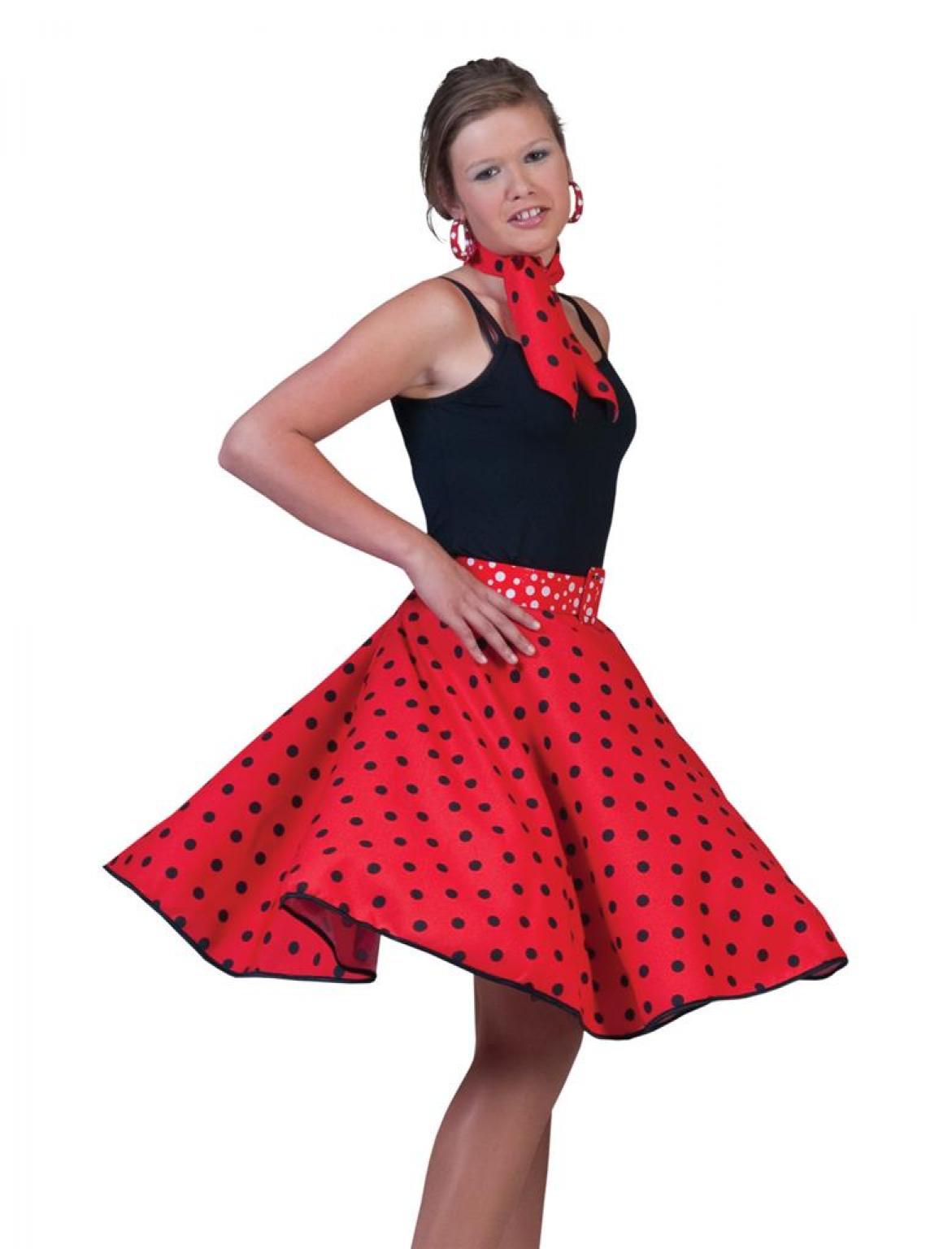 Jupe rock'n roll rouge pois noir