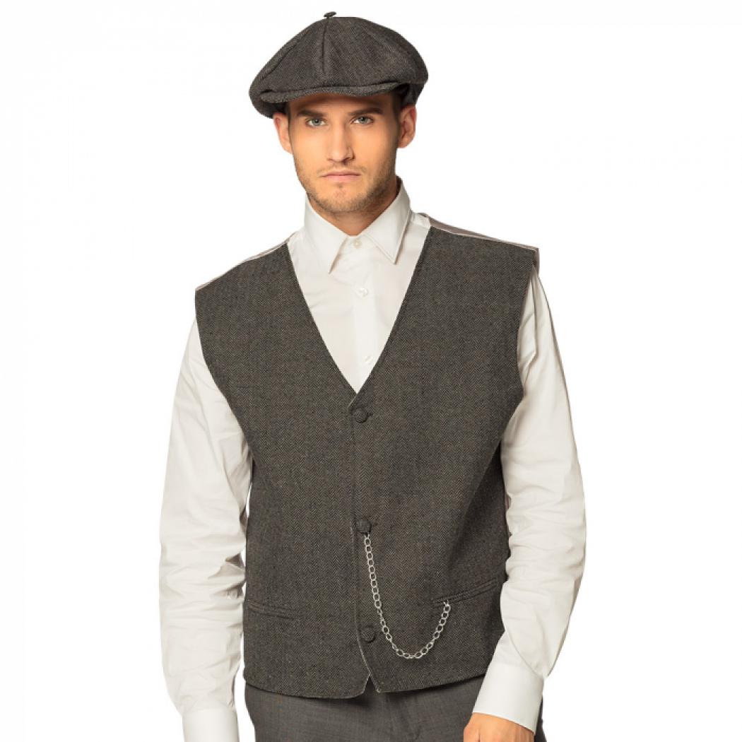 Gilet et béret gris de gangster taille M/L