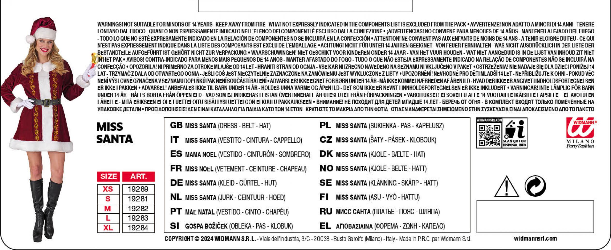 Mère Noël luxe courte taille XL