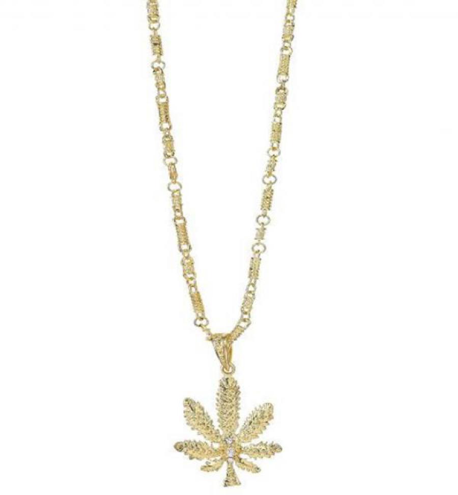 Collier feuille de marijuana métal