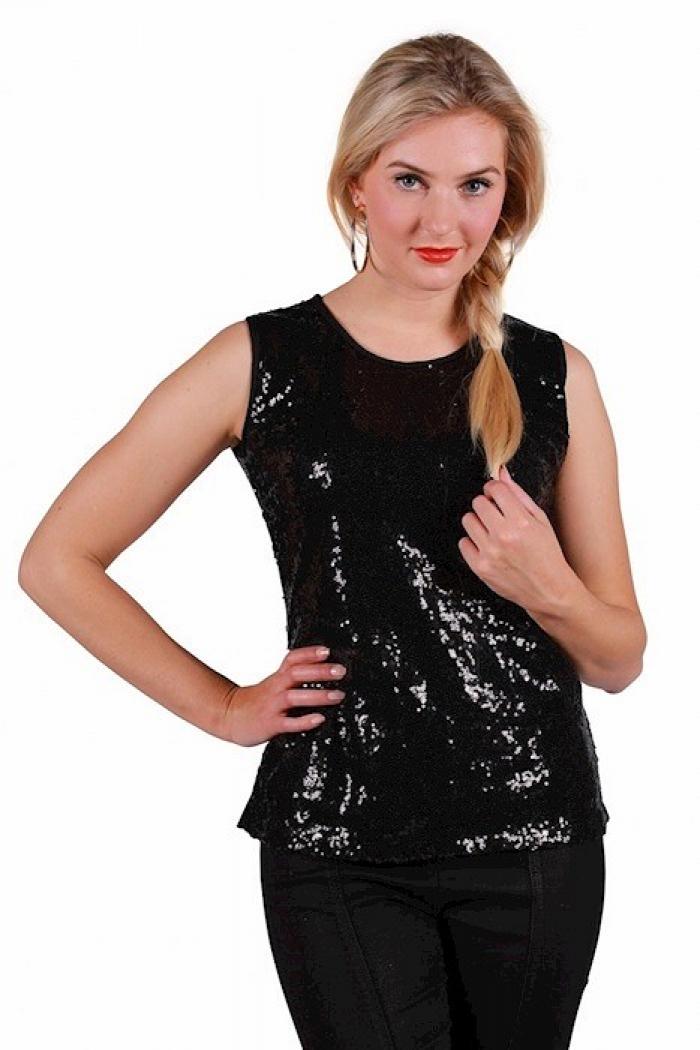 Tee shirt à paillettes noir taille S