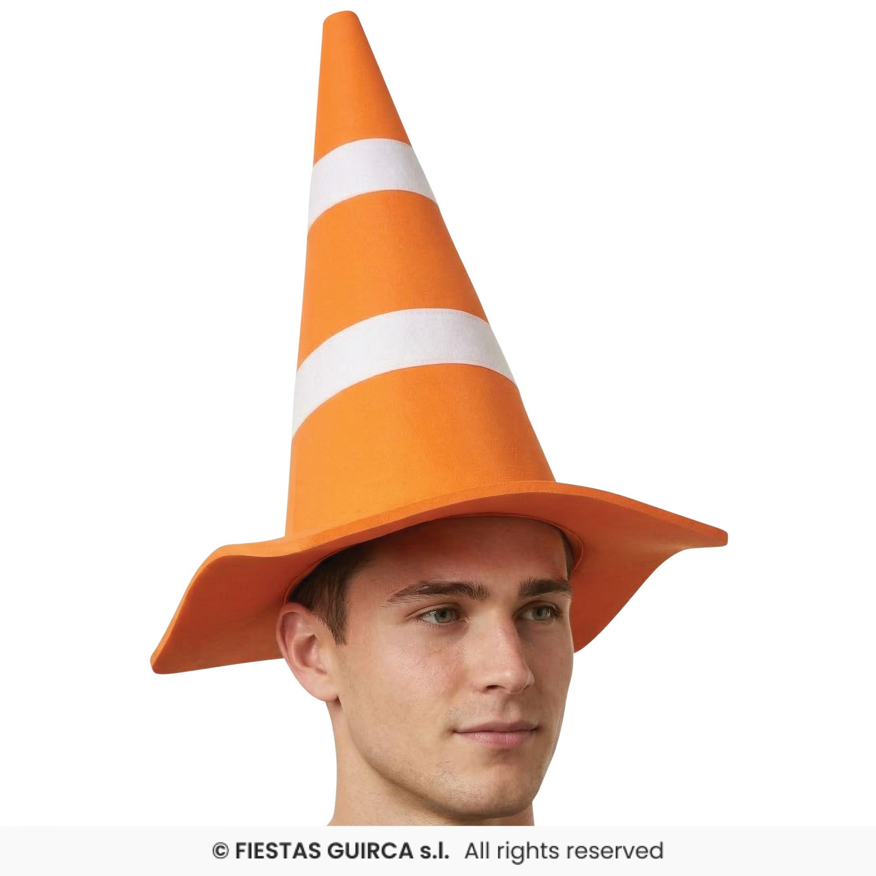 Chapeau cône de chantier orange et blanc 45cm