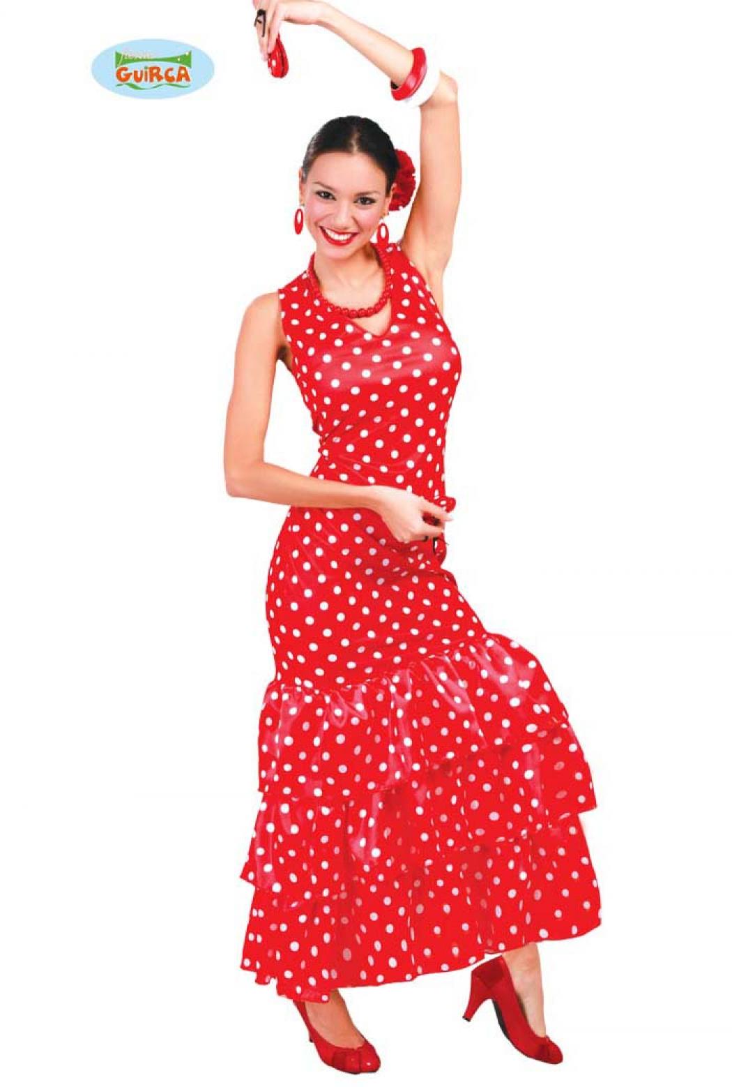 Espagnole rouge pois blanc taille L