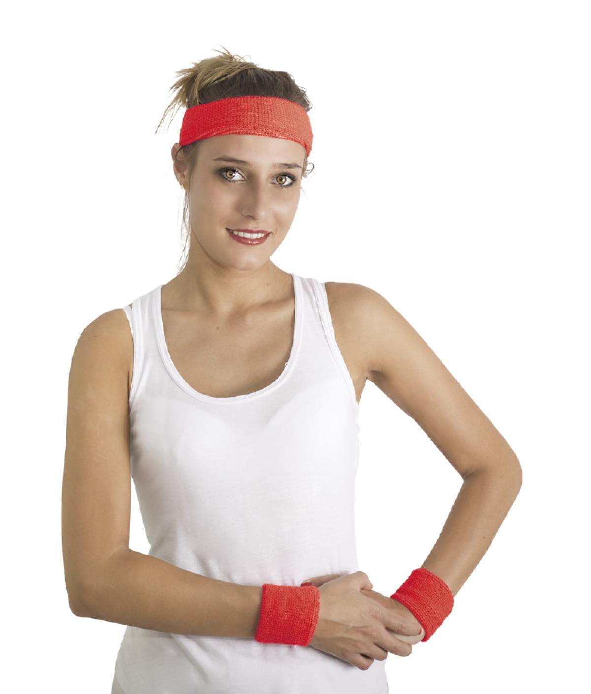 Set Sport Rétro Néon - 1 Bandeau + 2 Bracelets Absorbants Vert Fluo