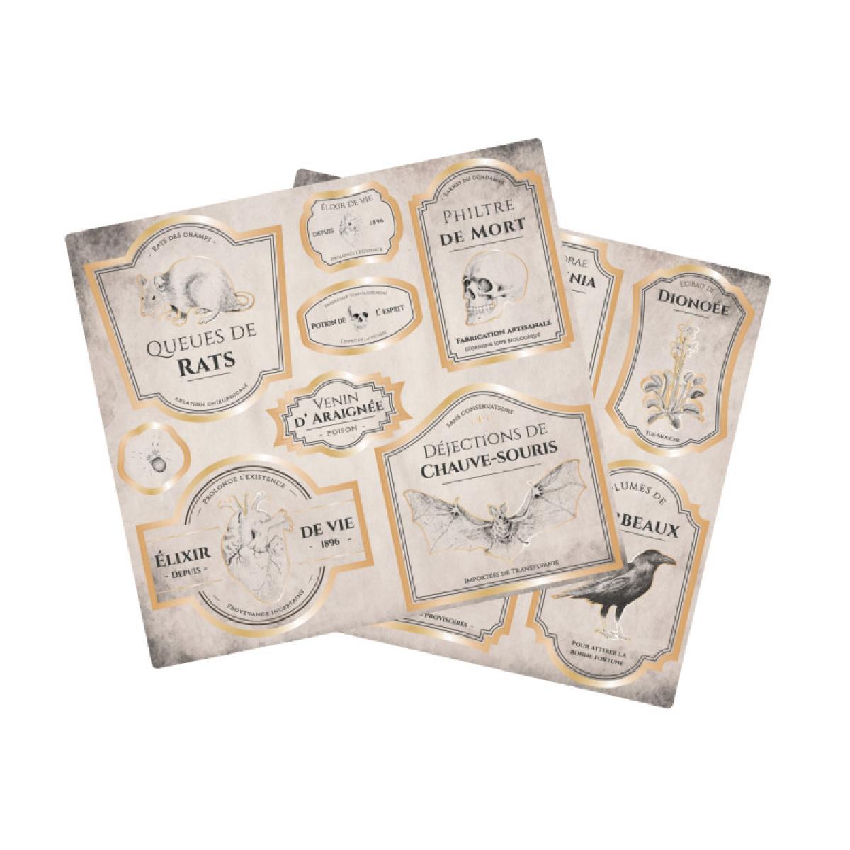 15 stickers pour bouteilles Halloween