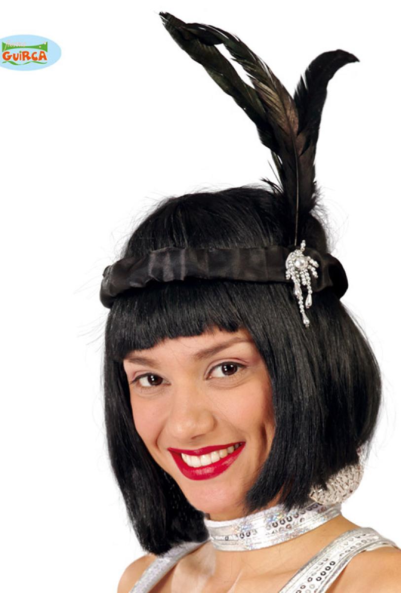 Bandeau Charleston noir avec plume