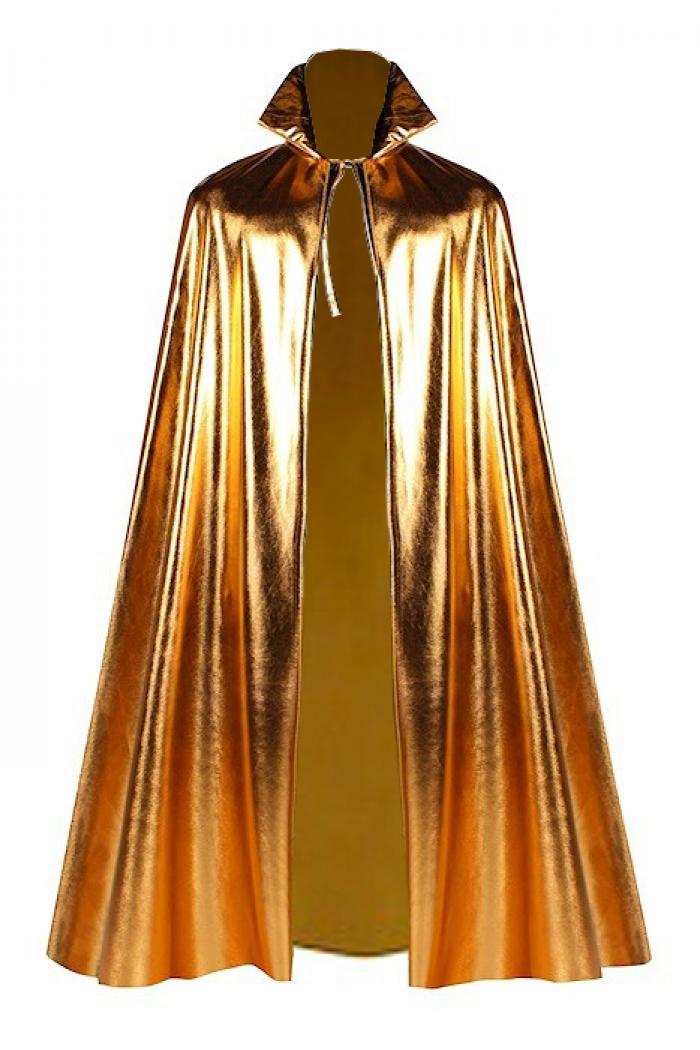 Cape à col dorée métallisée intérieur jaune 140 cm
