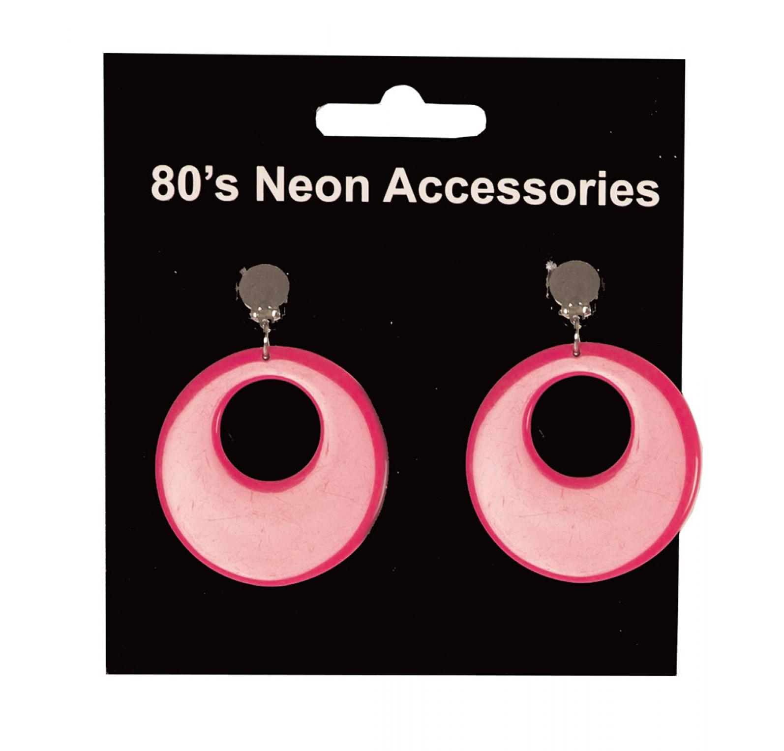 Boucles d'oreilles rose fluo années 80