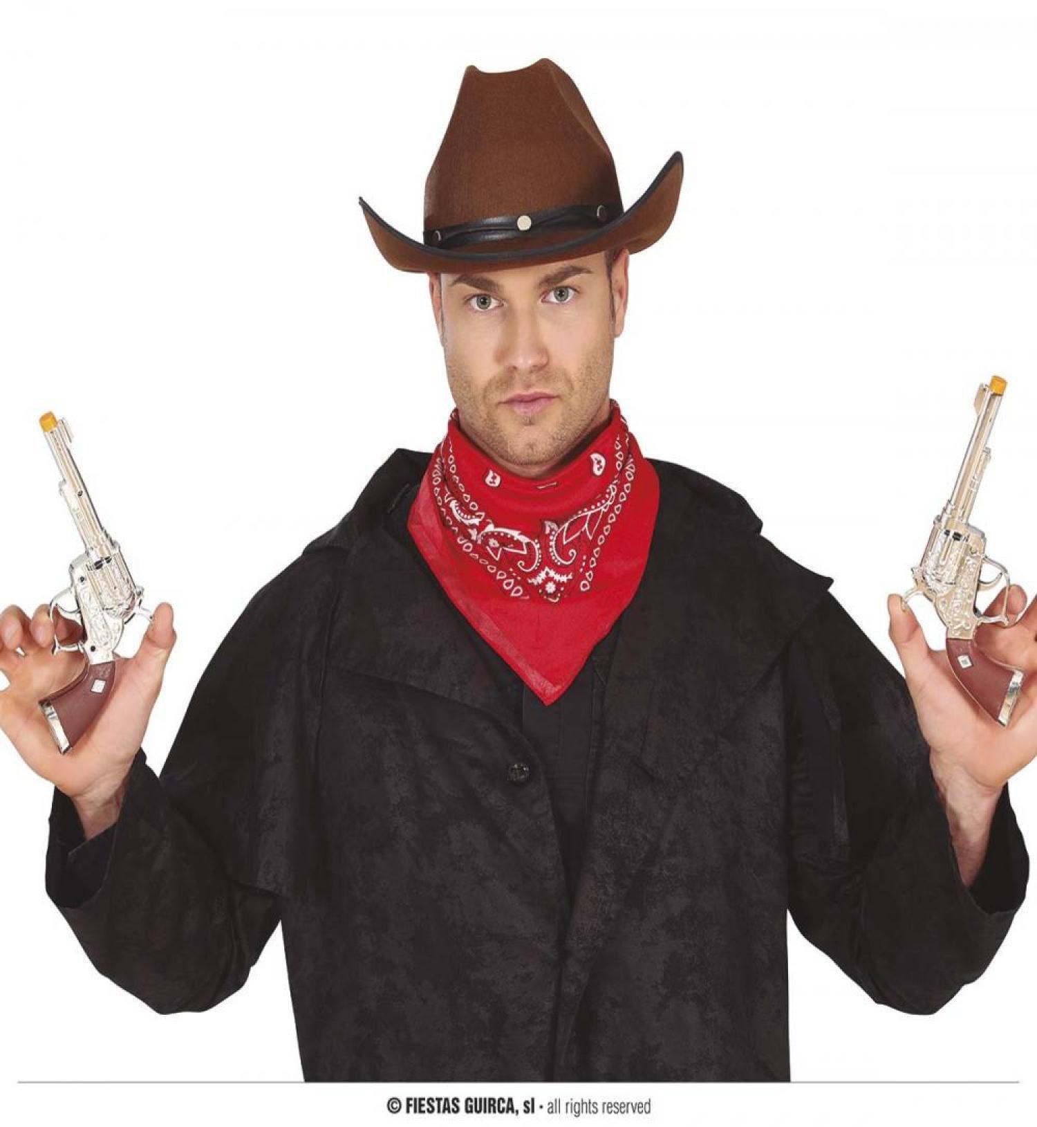 2 pistolets de cow-boy gris 23cm