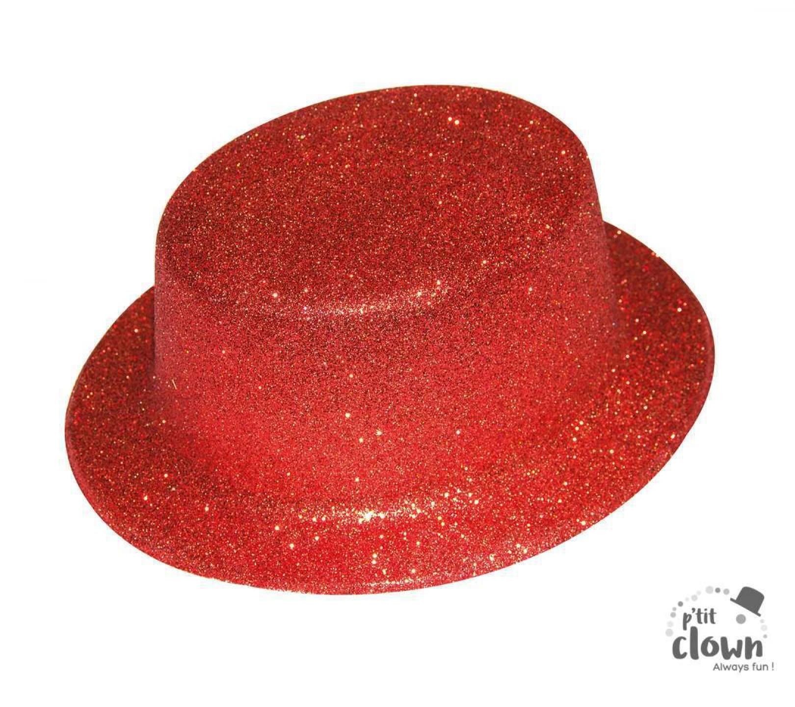 Chapeau haut de forme paillettes rouge