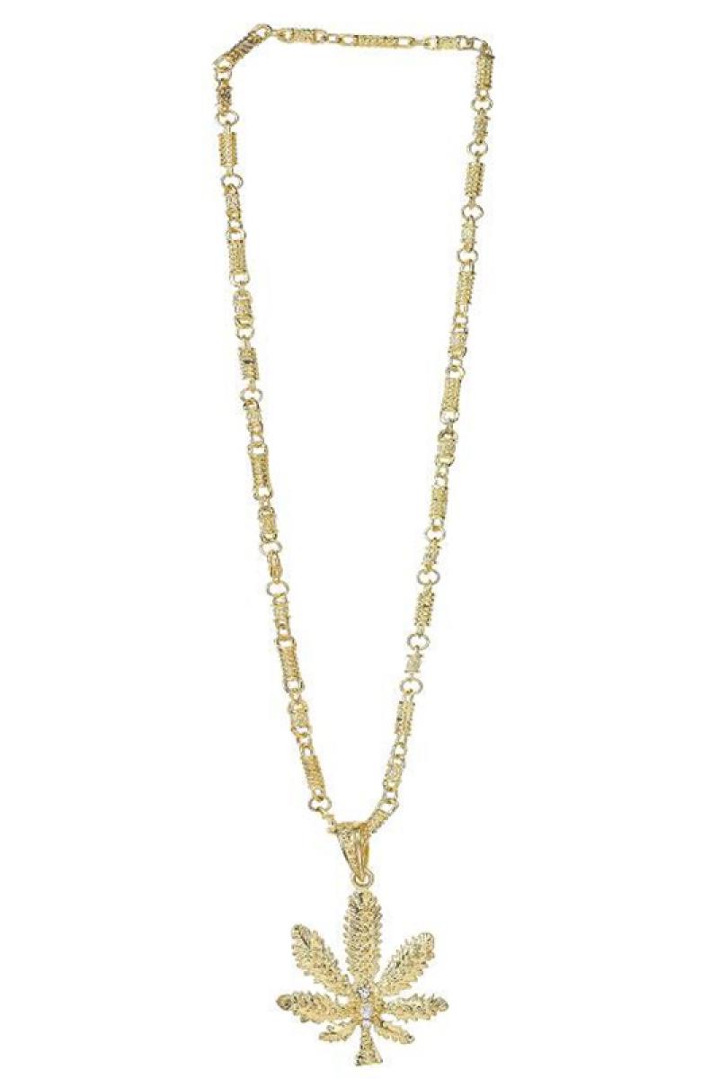 Collier feuille de marijuana métal