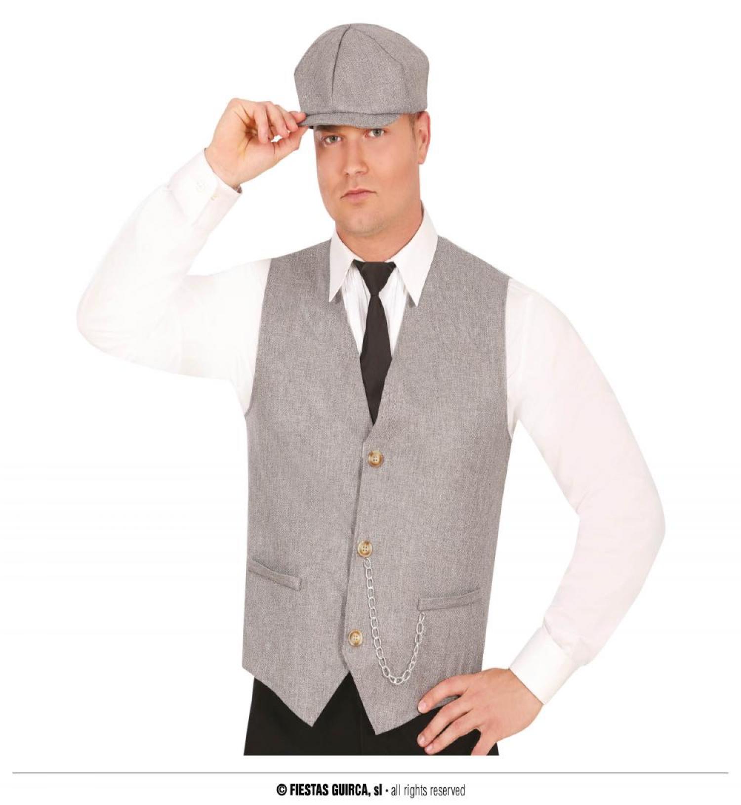 Gilet et béret gris clair gangster taille M