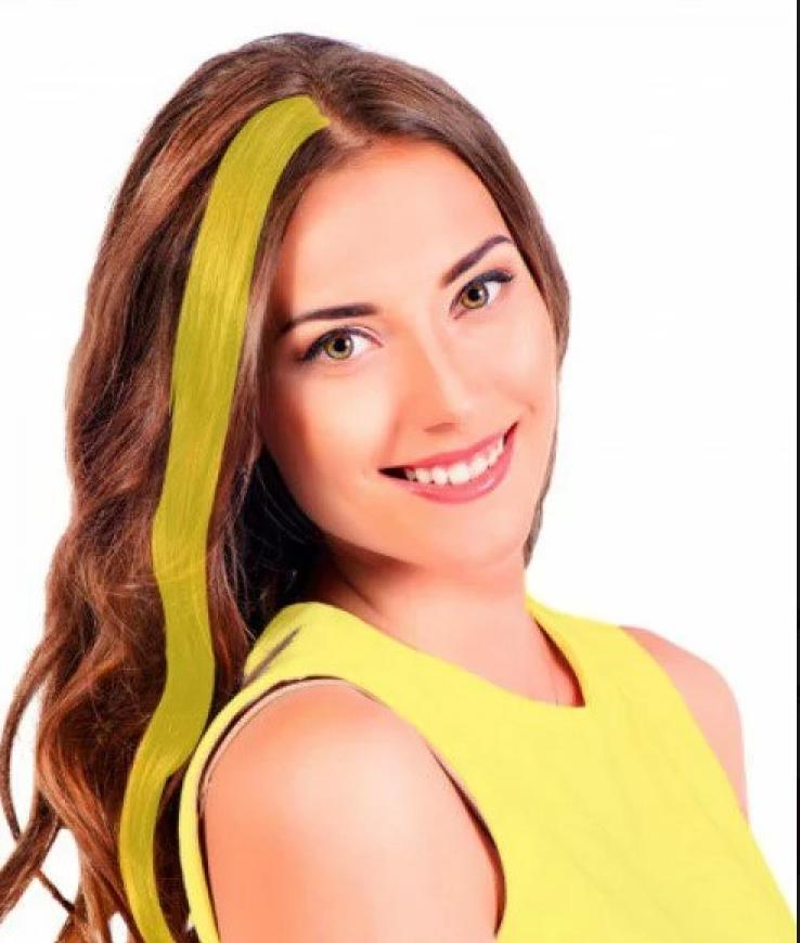 Mêche extension cheveux jaune fluo