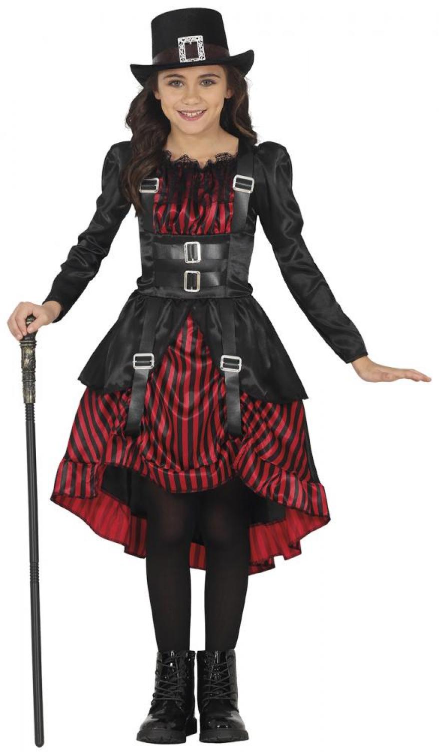 Fille gothique rouge et noir satinée taille 10/12 ans