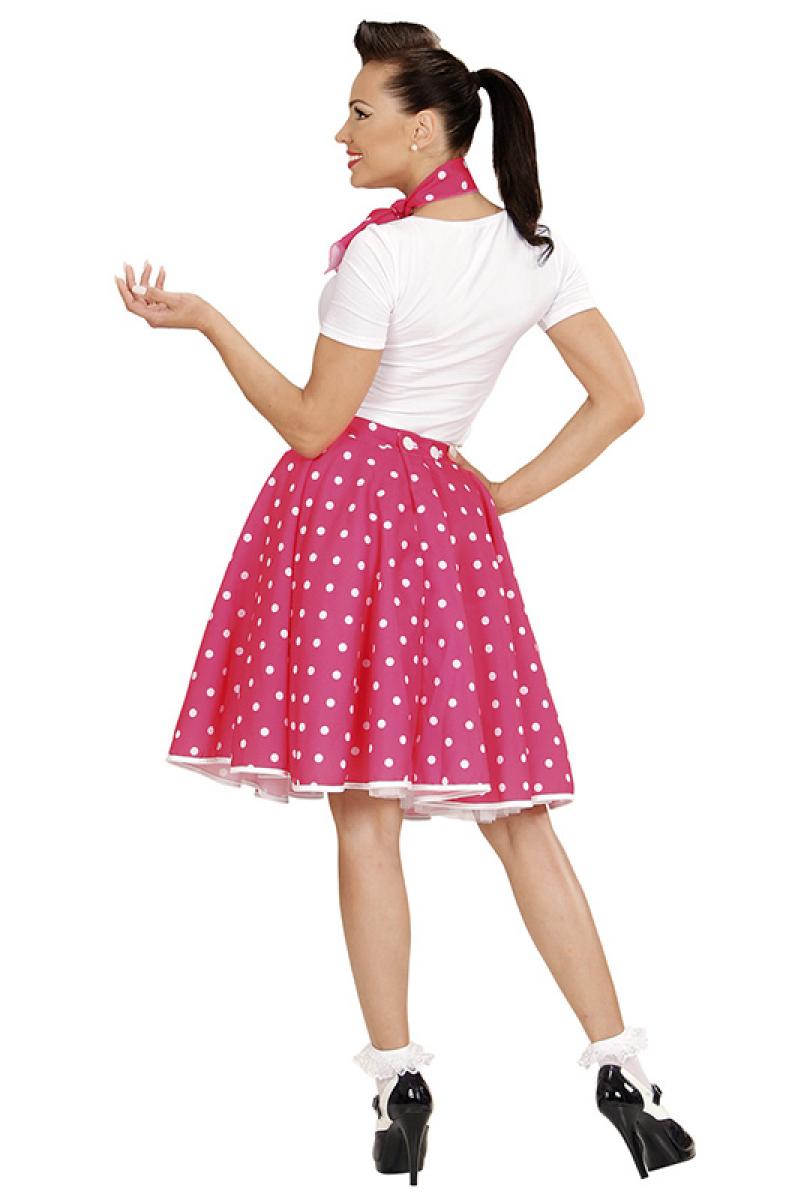 Jupe rose a pois blanc années 50 rock