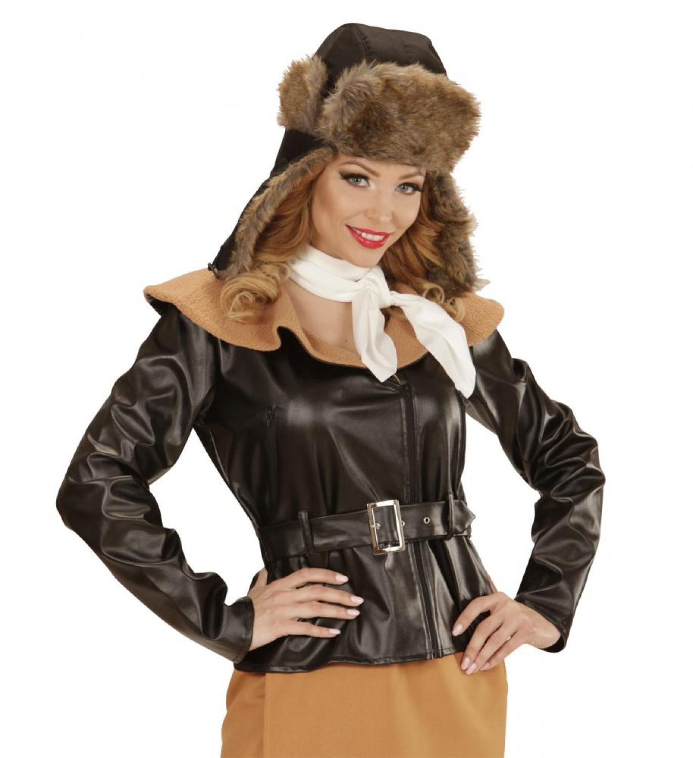 Casque aviateur noir avec fourrure