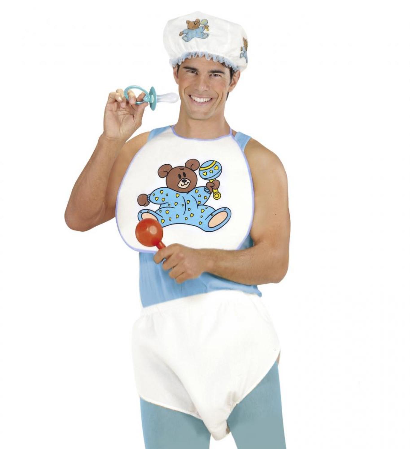 Set bébé bleu couche+bavoir+bonnet