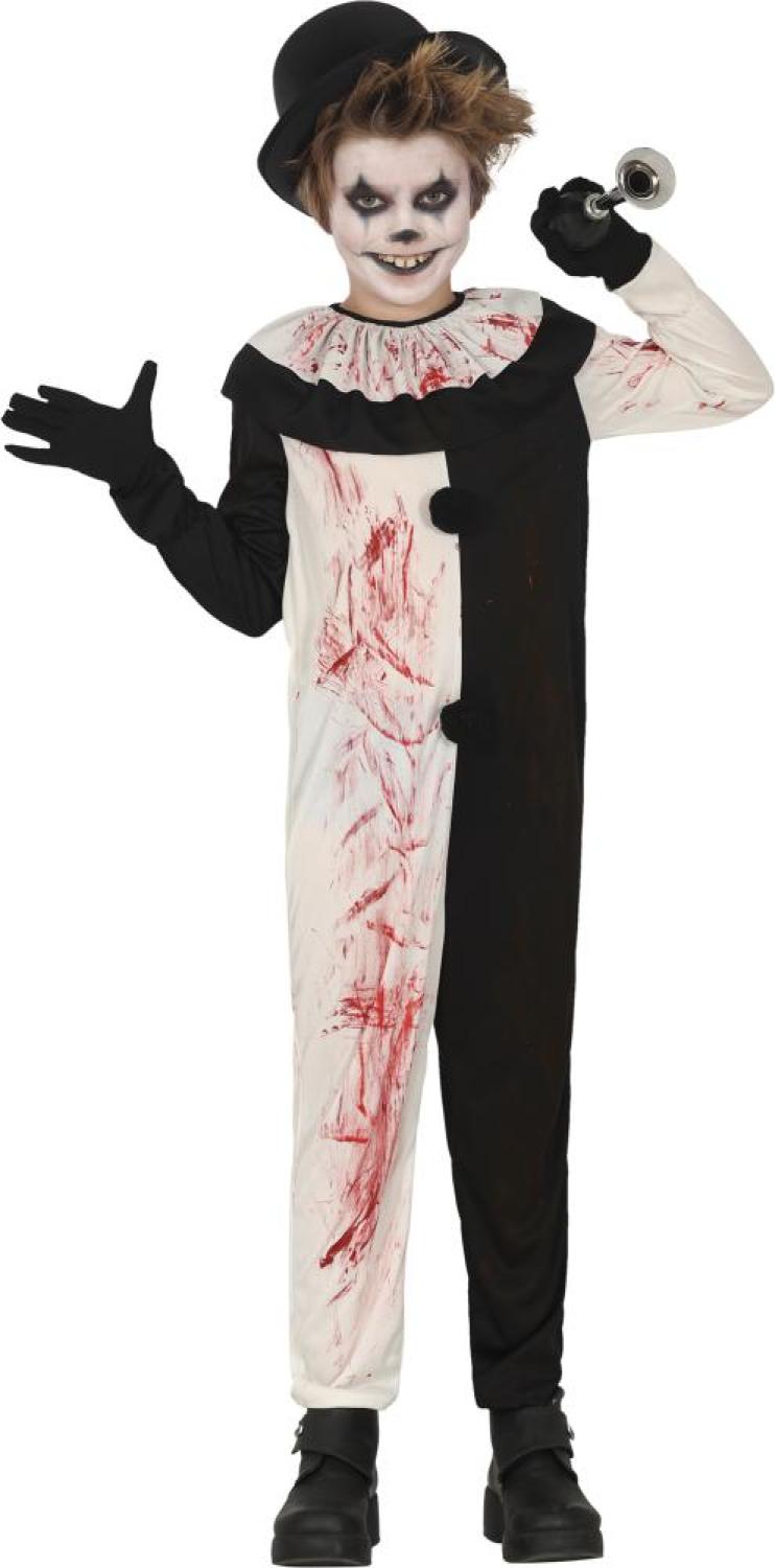 Clown horreur ensanglanté noir et blanc taille 10/12 ans