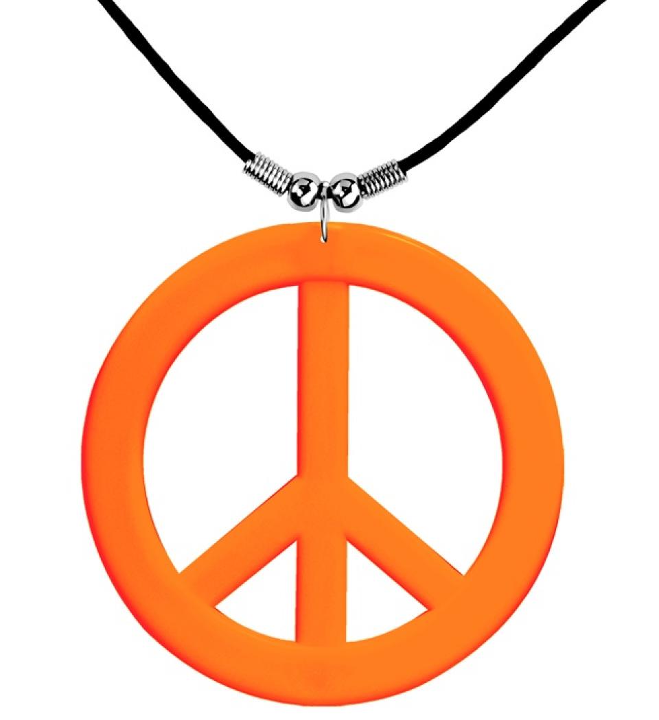 Collier hippie peace and love PVC couleur