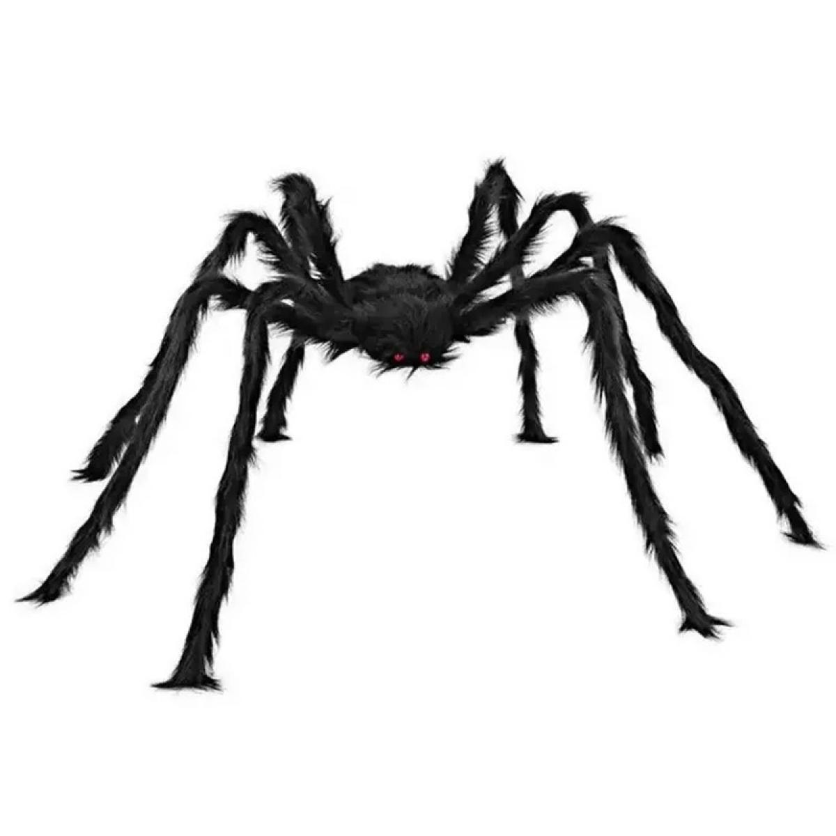 Araignée géante noire poilue pour décoration 200cm x 24cm