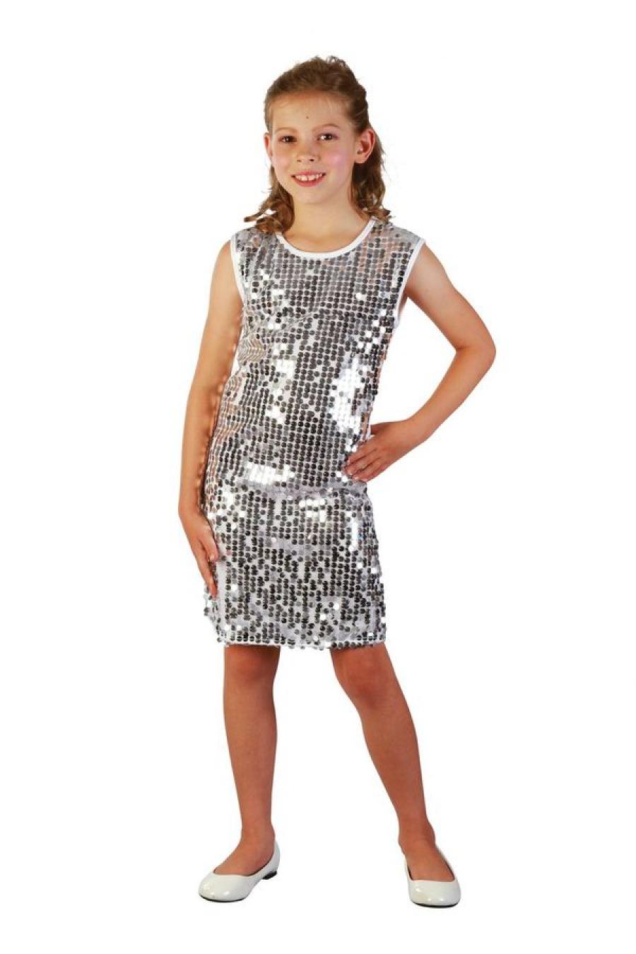 Robe disco argent à sequins taille 5/6 ans