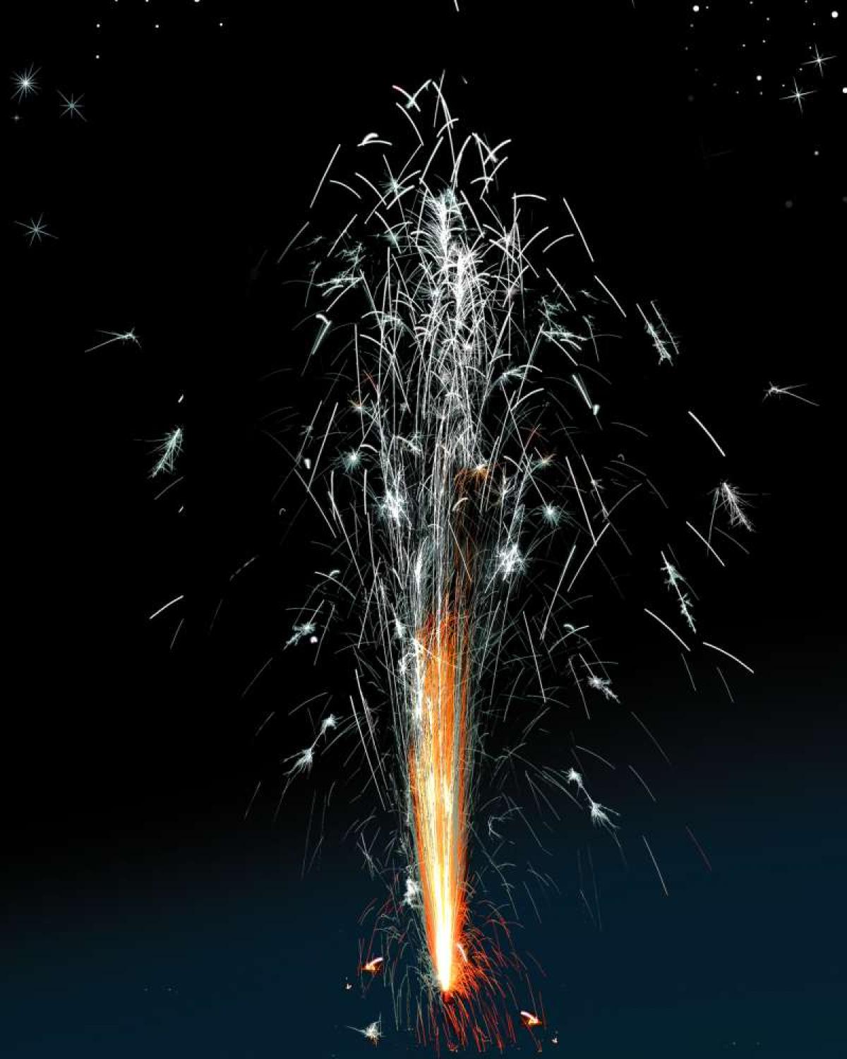 Volcan crépitant argent grand modèle