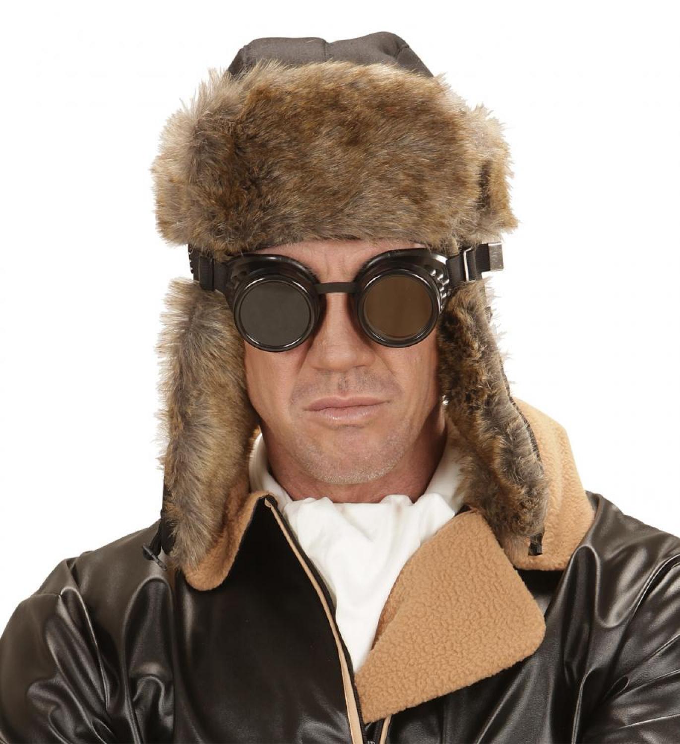 Casque aviateur noir avec fourrure