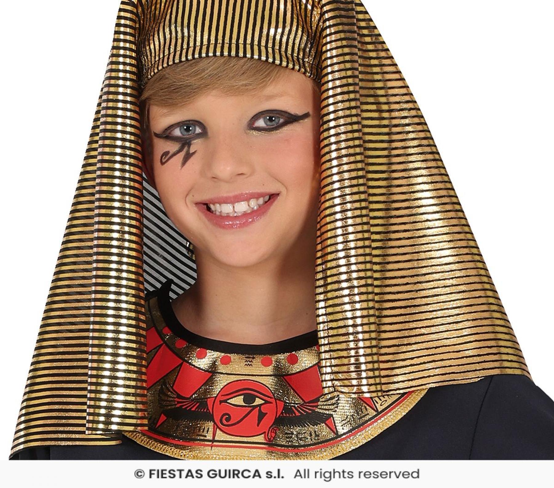 Pharaon égyptien garçon noir et or 3/4 ans