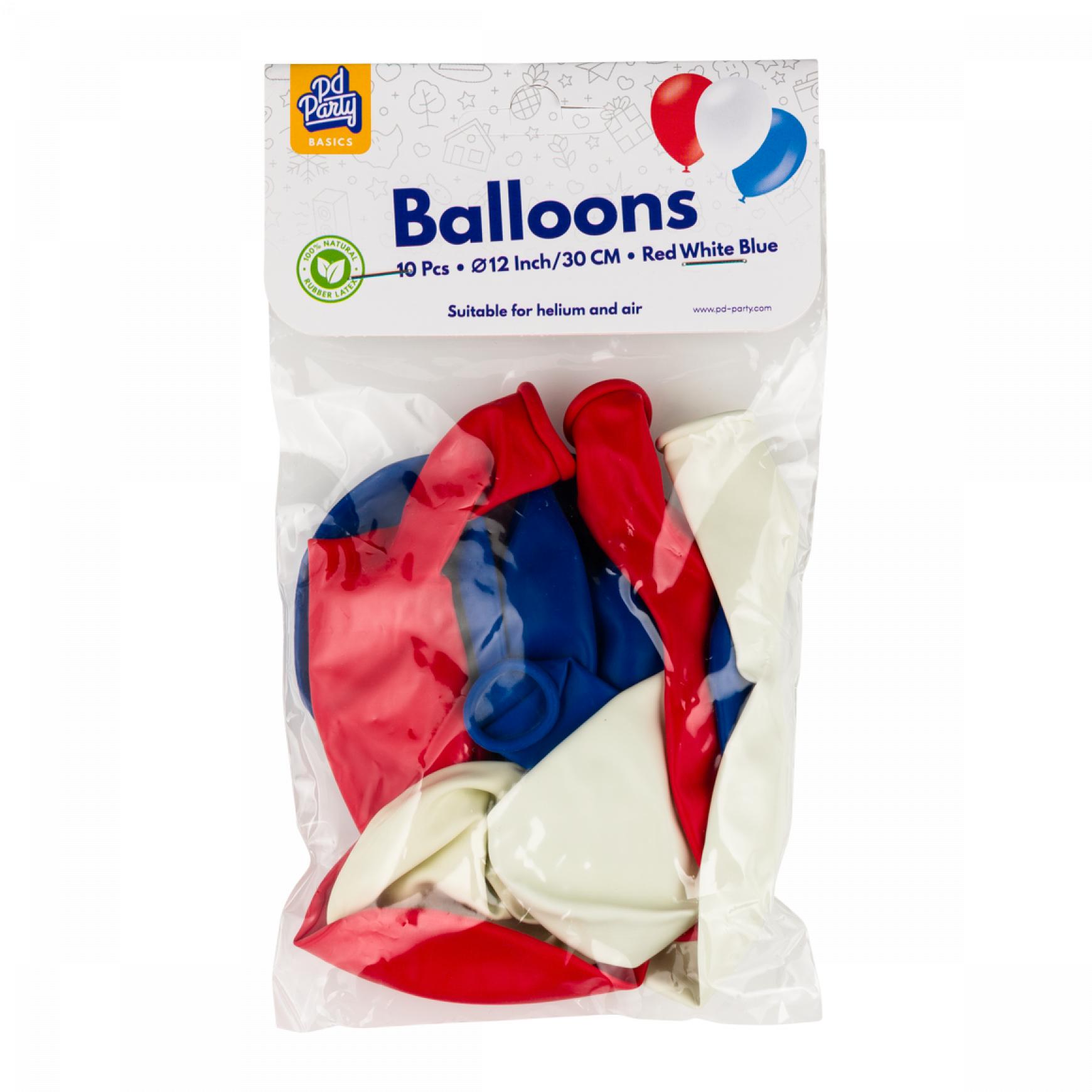 10 ballons latex 30 cm bleu blanc rouge France
