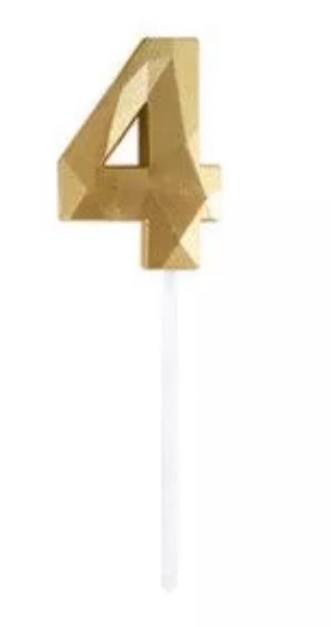 Bougie chiffre diamant or 4