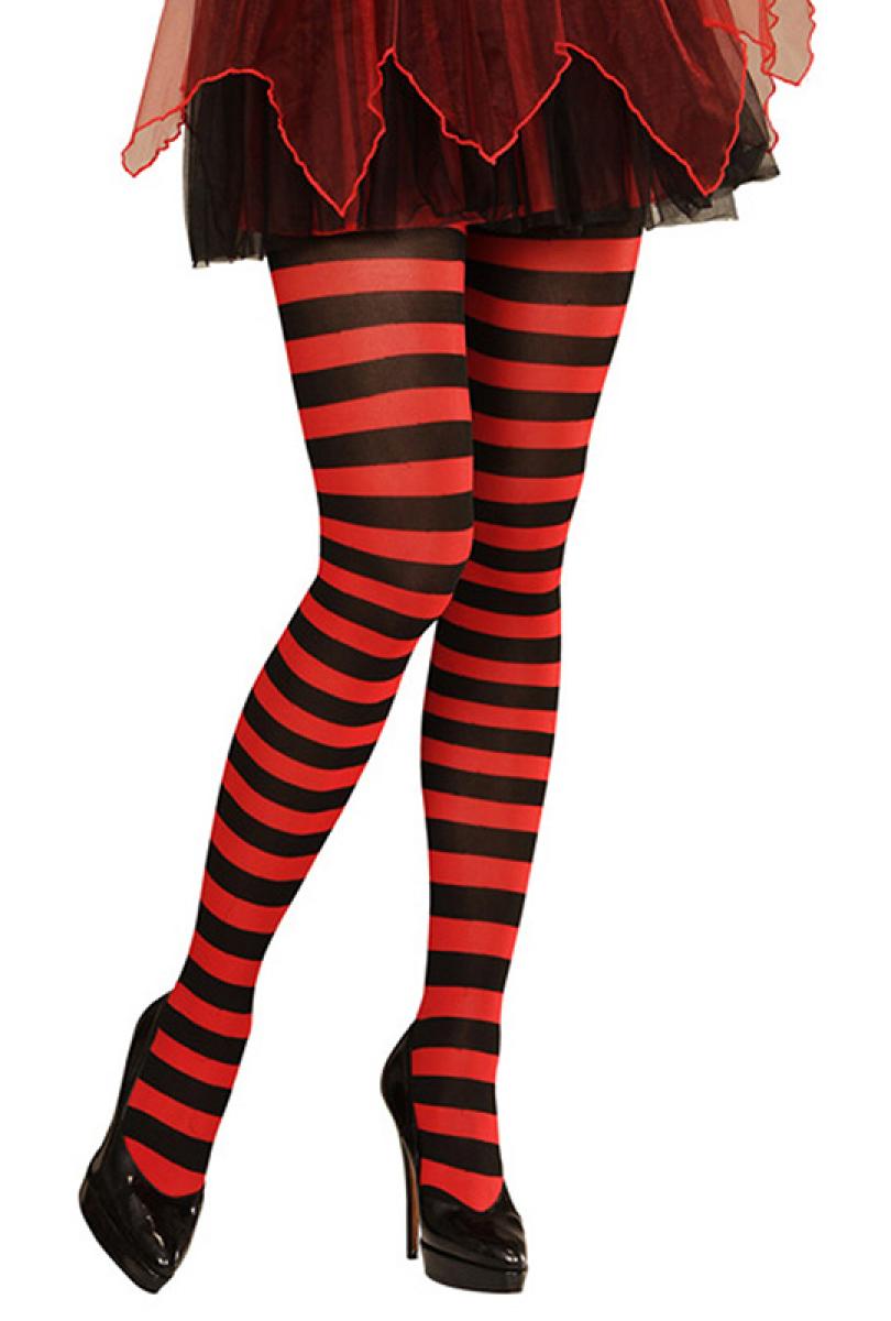 Collants rayés rouge et noir