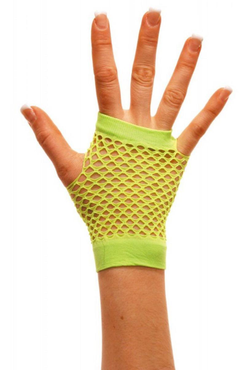 Mitaines courtes fluo verte résille