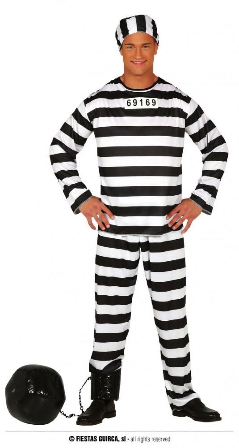Prisonnier Bagnard noir et blanc taille L