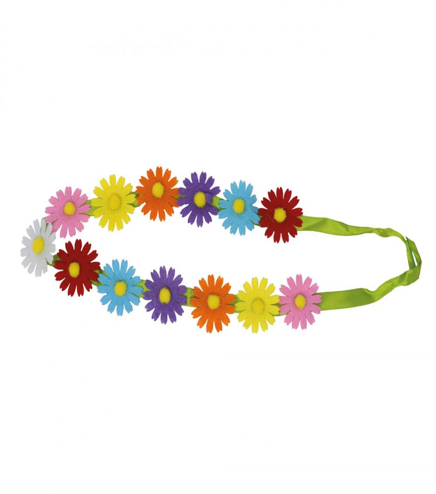 Bandeau ruban fleurs paquerettes marguerites multicolores