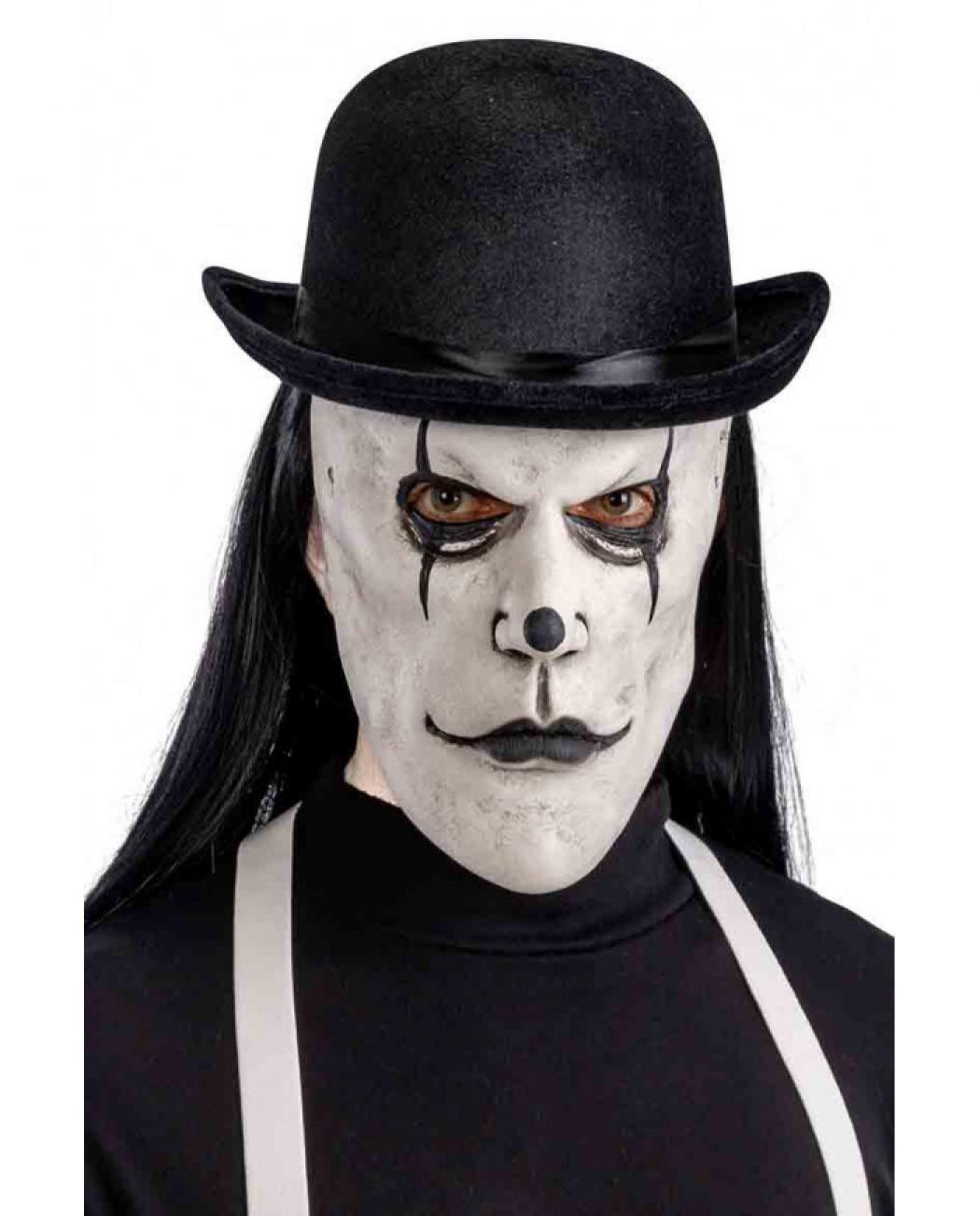 Masque latex de clown noir et blanc